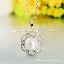 Flower Statement Pearl 925 Silver Necklace Made In China Designs for Western Girls SCR018